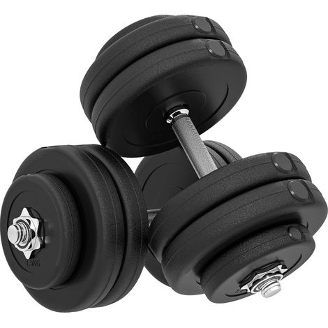 Set manubri regolabili 50 kg nero con dischi in plastica e barre in acciaio cromato (1/5)