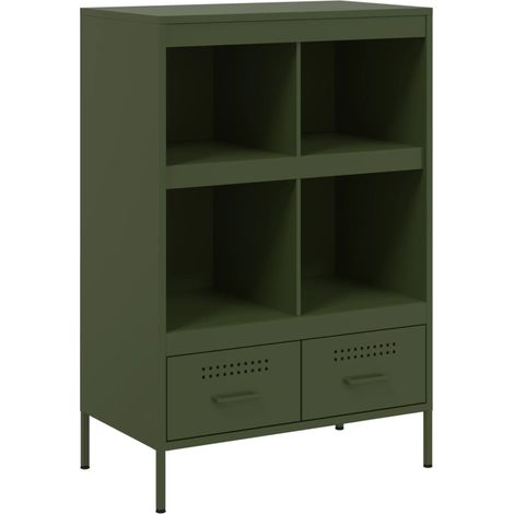 Credenza buffet cassettiera mobile contenitore organizer cucina soggiorno soggiorno alto oliva 68 x 39 x 101,5 cm acciaio verde 020035648