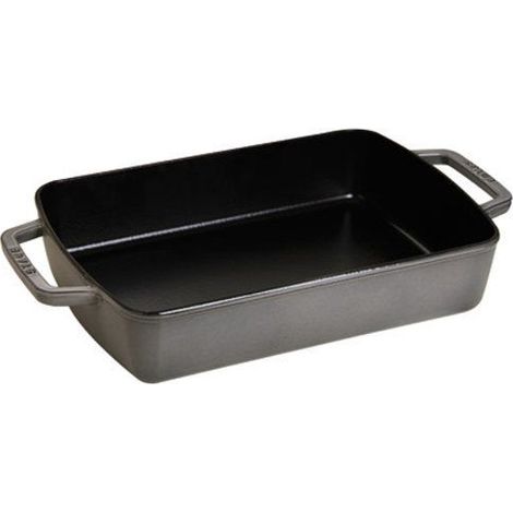 Staub 40510-324-0, Bandeja de horno rectangular de cerámica resistente para horneado profesional, Grafito
