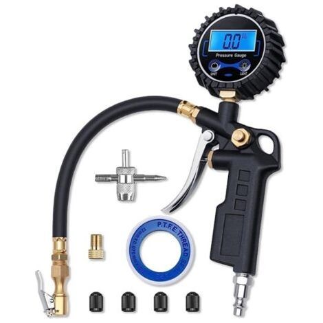 Manomètre Numérique avec Écran LCD Testeur de Pression de Pneus Gonfleur de Pneus Testeur de Pression d'Air Haute Précision 250 PSI pour Voiture Moto (1/3)