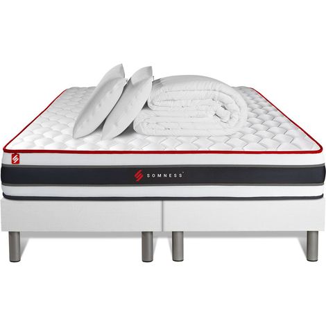 Komplettpaket Bett - Matratze 180x200 cm + 2 Boxspringbetten (Monoblock) + 2 Kopfkissen + Bettdecke - Energy (1/5)