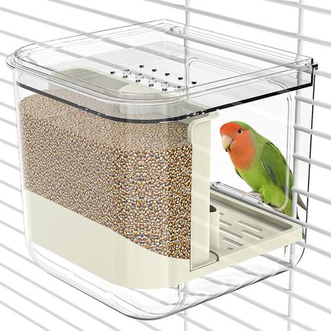 Mangeoire automatique anti-déversement, mangeoire multifonctionnelle pour perroquets, réservoir d'aliments transparent, accessoire pour cage à canaris convient aux perroquets, inséparables et calop (1/5)