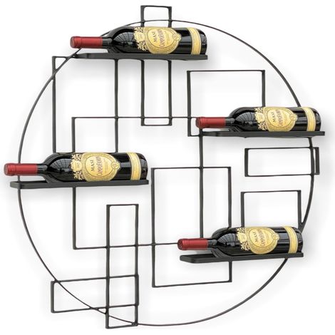 DanDiBo Casier à vin Métal Noir Mural "Pi4" Casier à bouteilles 80 cm Porte-bouteilles Étagère murale (1/5)