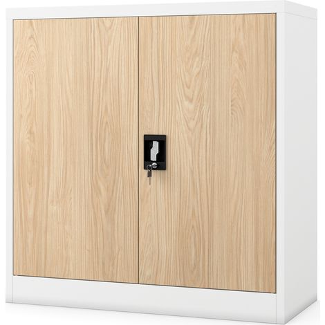 Armoire à classeurs verrouillable BEATA, 900 x 930 x 400 mm, Eco Design: blanc/ chêne de sonoma