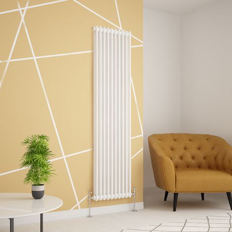Warmehaus White Traditional Vertical Radiator Double Column Cast Iron Style Panel Radiator Central Heating 1800x468mm
