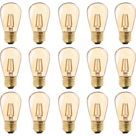 LED E27 Vintage Ampoule, ST45 Faciles à 1W = 10W Ampoules à Incandescence, Super Blanc Chaud 2200 K E27 Medium Base Ampoule Lampe de Chevet, Doré en Verre, Non Dimable, Lot de 15 (1/4)