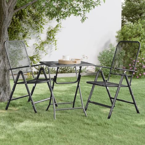 Table d'extérieur Table de salon de jardin - 60x60x72 cm Maille métallique Anthracite BV168622 - BonneVie (1/5)