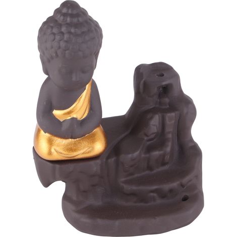 Brûleur d'encens Monk Backflow Relax Comfort Purple Sand Waterfall avec 30 bâtonnets d'encens pour le yoga au bureau, couleur or (1/5)