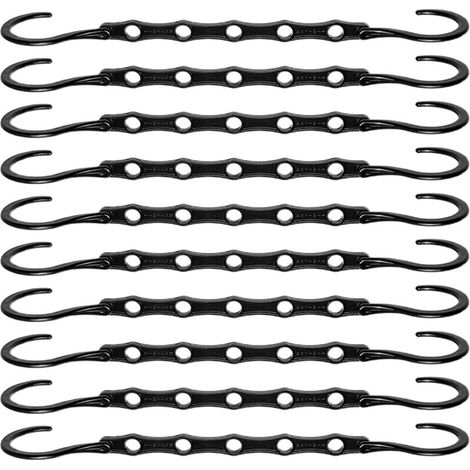 Ces cintres gain de place, un ensemble de 10 cintres magiques, avec crochets à 5 trous pivotants à 360°, robustes et durables, sont l'accessoire parfait pour organiser votre garde-robe, en noir. (1/3)