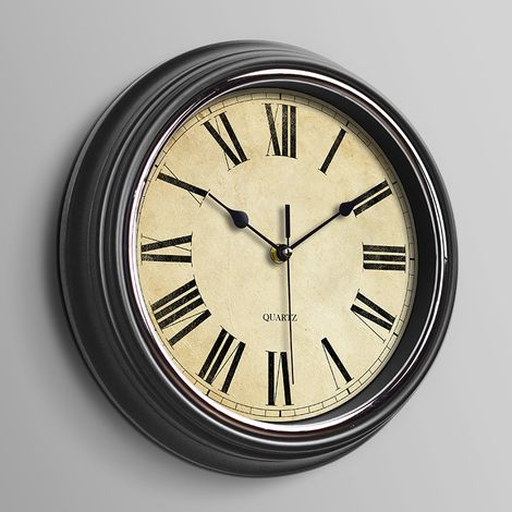 12-Zoll-Wanduhr, batteriebetrieben, geräuschlos, kein Ticken, klassische Vintage-Wanduhr, Dekoration für Büro, Wohnzimmer, Küche, Zuhause (1/4)