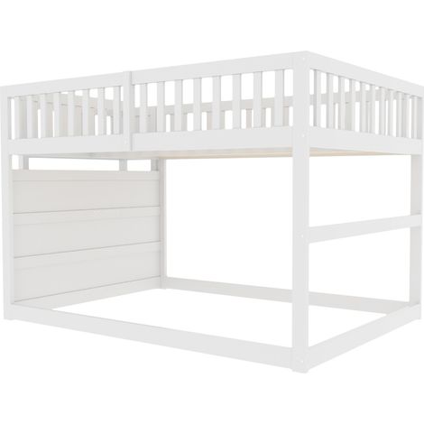 Litera baja infantil 140 x 200 cm con escalera de almacenaje, blanca (1/5)