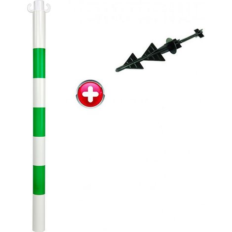 Poteau PVC Vert/Blanc avec pointe - 2002318