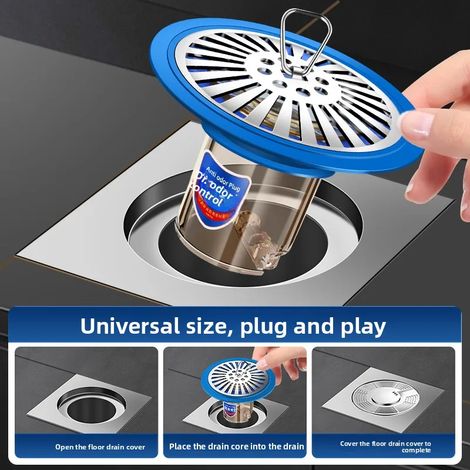 Noyau de vidange magnétique bleu : Grande maille, anti-odeurs et anti-obstruction - modernisez facilement votre salle de bain (1/5)