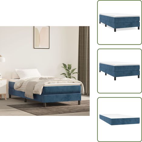 Cama box spring - vidaXL Cama box spring con colchón terciopelo azul oscuro 80x200 cm - Colchón terciopelo