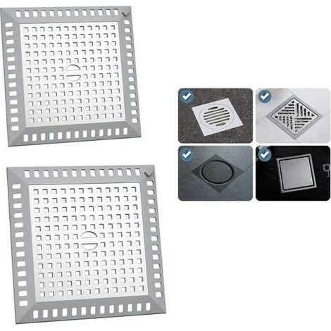 Attrape Cheveux Douche 12.3 x 12.3 cm Filtre Evier Cuisine de Carré en Acier Inoxydable Argenté Grille Evier Anti-Obstruction pour Douche de Salle (1/5)