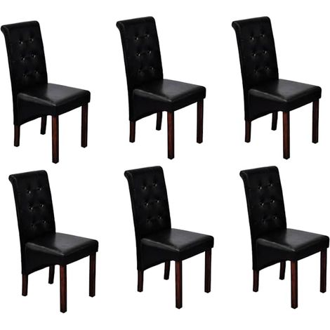 vidaXL Sillas de comedor 6 unidades cuero sintético negro (1/5)