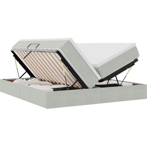 vidaXL Letto con contenitore e materasso Grigio chiaro 180 x 200 cm (1/5)