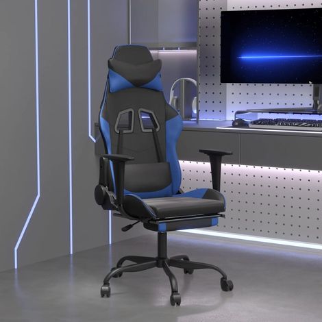 Furniture Limited - Silla gaming de masaje y reposapiés cuero (1/5)