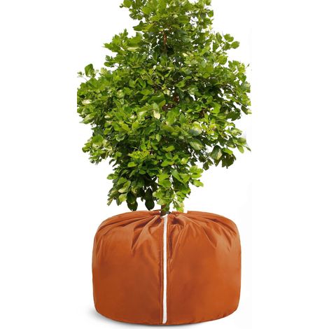 Housse de Protection pour Plantes d'Hiver 45x50 CM en Tissu Oxford Brun, avec Cordon de Serrage et Fermeture Éclair (1/4)