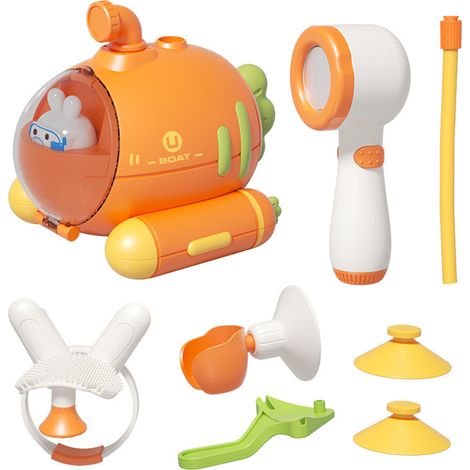 Pomme de douche bébé pour bain été, pulvérisateur de douche jouet enfant avec ventouses, tête douche bain bébé. (1/5)