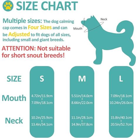Noir Muselière pour chiens, masque oculaire pour chien en tissu souple, bonnet calmant pour animaux de compagnie pour le toilettage à l'aveugle, pour lutter contre l'anxiété et le mal de voiture,S (1/4)