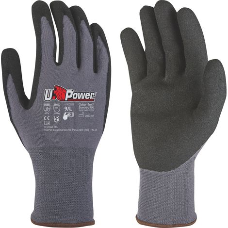 U-Power GUANTI DA LAVORO MERENGUE IN NYLON/NA2 TECHNOLOGY Col. Grigio/Nero  tg. 9 12.00 paia
