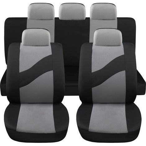 Lupex shop - Coprisedili auto universali modello LS08, set anteriori e posteriori, NO SUV, colore Grigio (1/4)