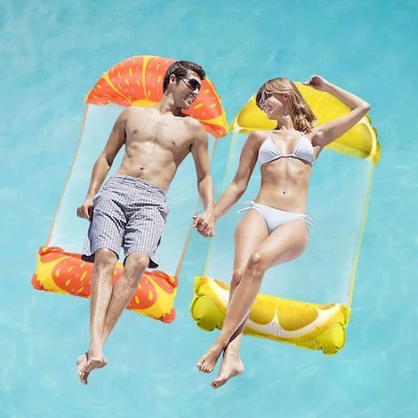 Set mit 2 Pool-Schwimmhilfen für Erwachsene und Kinder ab 12 Jahren, 4-in-1-Poolmatratze mit Luftpumpe, aufblasbare Hängematte, Schwimmmatratze (1/5)