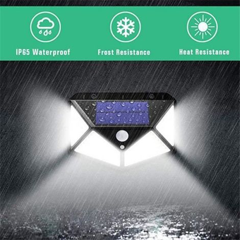 Lampe Solaire Extérieure - Détecteur De Mouvement - 100 LED - IP65 - 5.5 V - 1 W - PC + ABS - Noir - Kit De 2 Unités (1/4)
