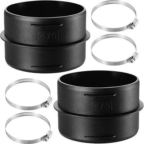 2 Raccords Plastiques 75mm pour Tuyaux Chauffage Diesel + 4 Colliers (1/5)