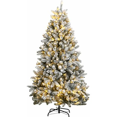 vidaXL Künstlicher Weihnachtsbaum Klappbar 300 LEDs & Kugeln 240 cm (1/5)