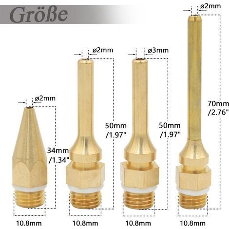 4 Pièces Kit de Buse de Pistolet à Colle en Cuivre Interchangeables de Diamètre de Filetage 10,8MM Convient aux Outils de Pistolet à Colle Chaude (1/5)