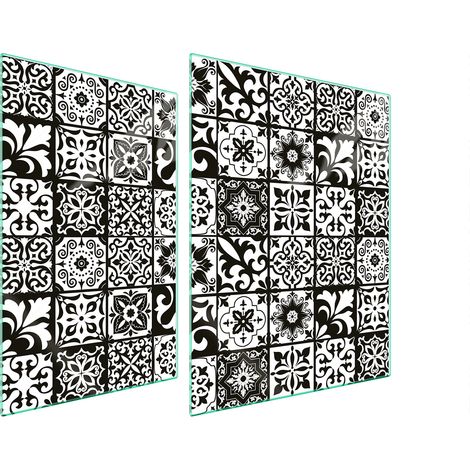 PLAQUE DE PROTECTION EN VERRE POUR POÊLE 70x52 MOSAÏQUE (1/5)