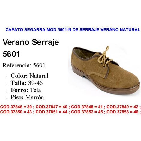 zapato segarra mod.5601-n de serraje verano natural talla 42