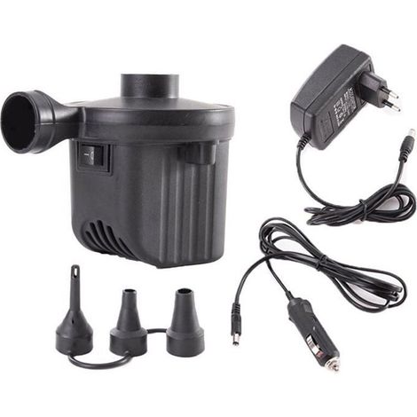 Pompe à air électrique, gonfleur et dégonfleur de matelas gonflable 2 en 1, gonfleur avec 3 embouts (alimentation secteur + prise allume-cigare) (1/5)