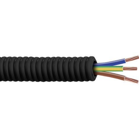 Bis-Electric – Gaine électrique préfilée 3G6mm² Ø25 couronne de 50m – Norme NF – Fils H07VU pour encastrement – Pour chantiers humides