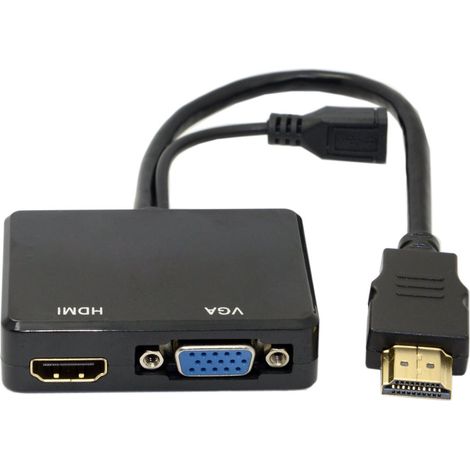HDMI vers VGA et HDMI Cablecc femelle avec audio vidéo, câble adaptateur convertisseur pour téléviseur HD et écran PC
