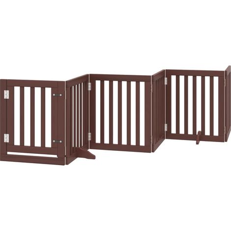 Barrière pour chiens avec porte 6 panneaux bois de peuplier (1/5)