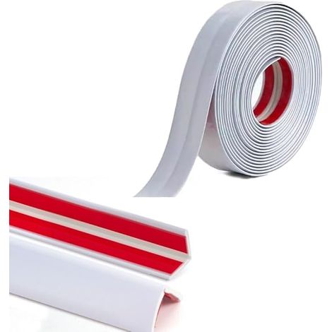 Cornière PVC, Revêtements d'angle Autocollant Plinthe Souple Protection d'angle Bordure d’angle de Mur Bande Décorative pour Plans de Travail,Carrelage, Coin de Mur,Meubles -Blanc,2cm/3Metres (1/5)
