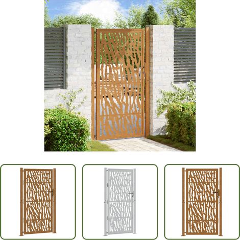 vidaXL Rostschicht - Gartentor 100x200 cm Verwitterungsstahl Trace-Design (1/5)