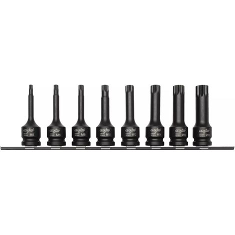 MJW Juego de vasos de impacto SPLINE de 1/2" sobre carril largo (1/5)