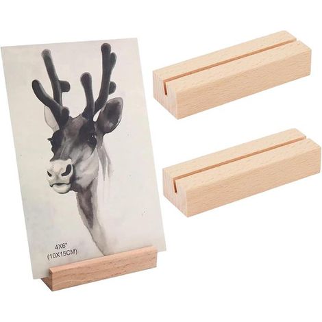 Tarjetero de madera，15 x 4 x 2 cm，Soporte de madera para tarjetas de mesa，Soporte para postales con ranura para tarjetas de 5 mm (1/2)