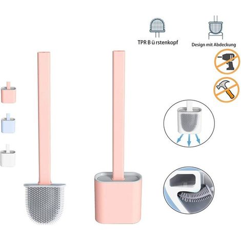 Silikon-Toilettenbürste, Badezimmer-Toilettenbürste mit schnelltrocknendem Halter, kann auf eine Oberfläche gestellt oder aufgehängt werden (mit beleuchtetem Halter) (1/5)
