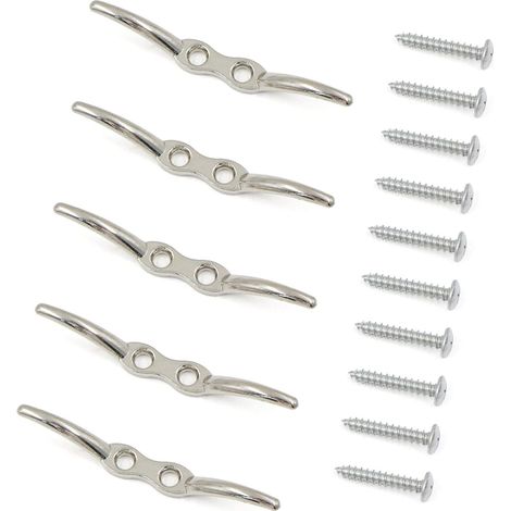 Taquets d'amarrage Crochet Aveugle Mât 5 Pièces en Acier Inoxydable Serre Câble Crochet de Mât de Drapeau Taquet D'amarrage Taquet de Bateau Accessoires Vis de Montage Incluses. (1/5)