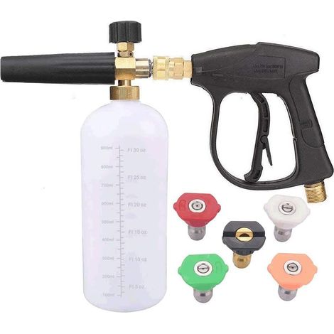 Laveuse à Haute Pression Pulvérisateur de Lavage à l'eau avec Mousse et Pistolet avec 5 Buses de pulvérisation pour Le Nettoyage du Jardin (1/5)