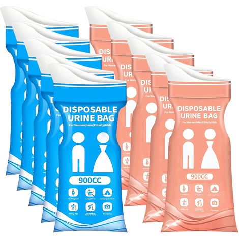 10 Pieces Travel Unisex Portable Urinal, 900 ML Emergency Urinal (1/5)