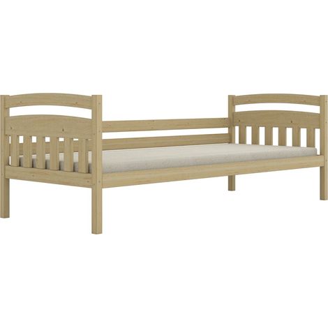 TOSIA Kinderbett 90 x 180 cm inklusive Matratze lackiertes Naturholz (1/5)