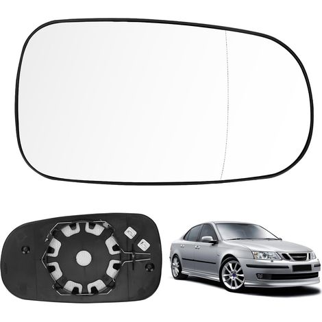 Verre de Rétroviseur Remplacement pour Saab 93/95 2003-2010, Rétroviseur Extérieur Chauffant Hyperbolique Verre de Rétroviseur Sphérique Gauche ou Droit (Droit),Droit (1/5)