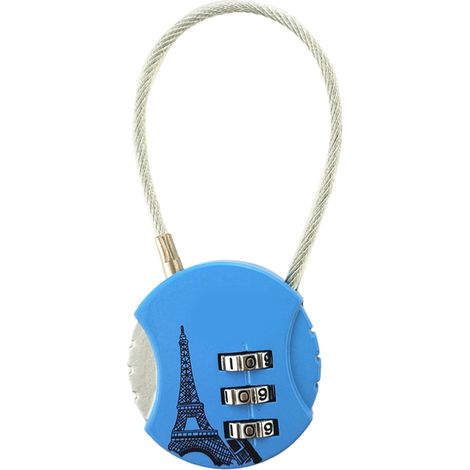 Serrure à combinaison Cadenas à 3 chiffres Code antivol en alliage de zinc pour valise de voyage Bleu ciel