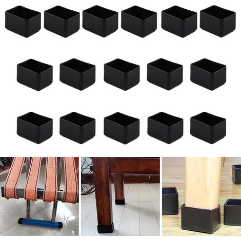 Set mit 16 rechteckigen Silikon-Beinschonern – Schwarz, 20 x 30 mm – Kratzfest und geräuscharm – Für Stühle und Tische – Für Holz- und Fliesenböden im Innenbereich (1/5)